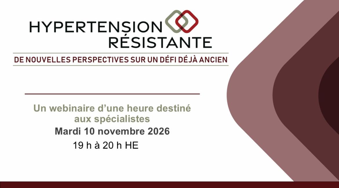 Webinaire EN DIRECT sur l'hypertension destiné aux spécialistes – 10 novembre 2026